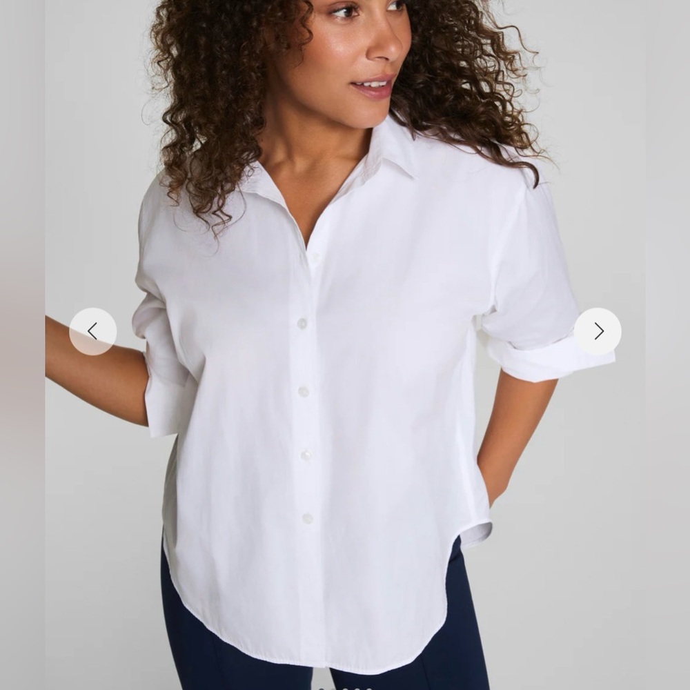 SPANX poplin oversized button down, size M